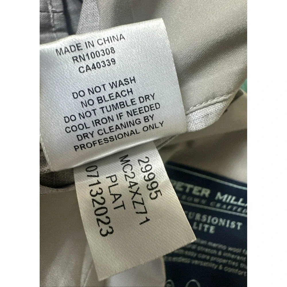 Peter Millar Size Large Crown Crafted Excursionist Lite Full Zip Vest Wool‎ Gray